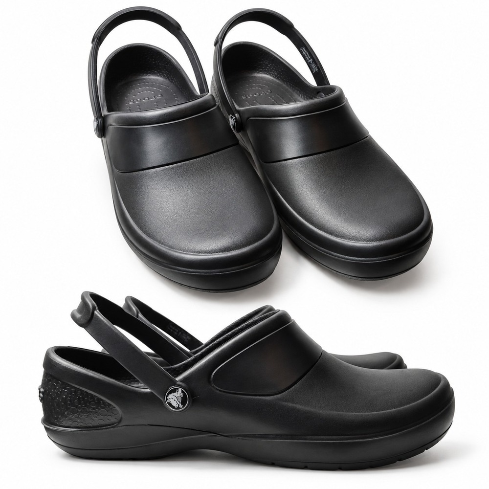 CROCS Mercy Work Clogs Womens Sz 10 Black Matte Professional Slip-Resistant GUC